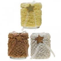 Artikel Julepynt lanterne glas imiteret pels H12cm Ø9,5cm 3stk