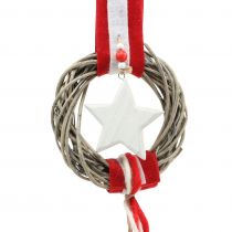 Artikel Julevindueskrans til at hænge rød, hvid Ø20cm L98cm