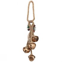 Artikel Store guld juleklokker med sløjfe og grangrene, festlig dør- og rumdekoration, 51 cm