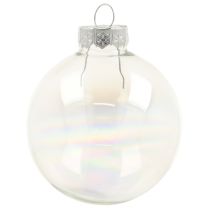 Artikel Glaskugle i perlemorslook med iriserende glimmer 6 cm 24 stk.