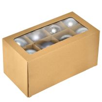 Artikel Sæt med blå/sølvfarvede glaskugler – matte og blanke, glasdekorationer til vinterblomsterarrangementer, 7,5 cm, 12 stk.