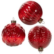 Artikel Julekugler, glas, røde, 8 cm, 12 stk.