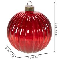 Artikel Julekugler, glas, røde, 8 cm, 12 stk.