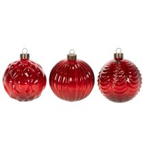 Artikel Julekugler, glas, røde, 8 cm, 12 stk.