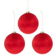 Artikel Stor rød julekugle til ophængning, 15 cm, 3 stk.