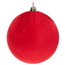 Artikel Rød fløjls julekugle, stor dekorativ kugle til ophængning, 25 cm, 2 stk.