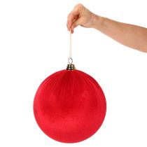Artikel Rød fløjls julekugle, stor dekorativ kugle til ophængning, 25 cm, 2 stk.
