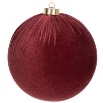 Artikel Julekugle, rødt fløjlslook, til ophængning, 15 cm, 3 stk.