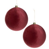 Artikel Stor rød fløjls juletræspynt til ophængning, 25 cm, 2 stk.