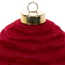 Artikel Julekugle, fløjlsblød overflade, rød, 8 cm, 12 stk.