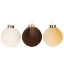 Artikel Julekugler, fløjlslook, blanding af varme farver, 8 cm, 12 stk.