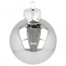 Artikel Mini julekugle, træpynt mix, adventsdekoration sort/sølv/perlemor H4,5cm Ø4cm ægte glas 24 stk.