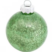 Artikel Julekugle, juletræsdekoration, glaskugle grøn marmoreret H6,5cm Ø6cm ægte glas 24 stk.