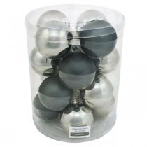 Artikel Kugle, juletræspynt, julekugle sort/sølv/perlemor H8,5cm Ø7,5cm ægte glas 12 stk.
