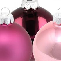 Artikel Julekugler, træpynt, glaskugler lilla H8,5cm Ø7,5cm ægte glas 12 stk.