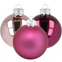 Artikel Julekugle, juletræspynt, trækugler lilla H6,5cm Ø6cm ægte glas 24 stk.