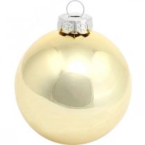 Trækugle, juletræspynt, julekugle gylden H8,5cm Ø7,5cm ægte glas 12stk