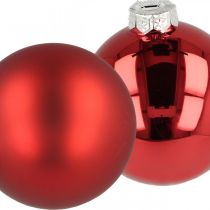 Artikel Juletræskugle, træpynt, julekugle rød H8,5cm Ø7,5cm ægte glas 12stk