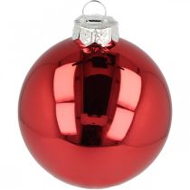 Artikel Juletræskugle, træpynt, julekugle rød H8,5cm Ø7,5cm ægte glas 12stk