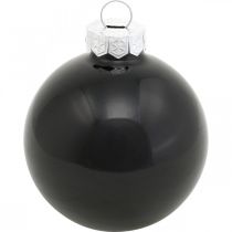 Artikel Juletræskugler, trævedhæng, glaskugler sorte H6,5cm Ø6cm ægte glas 24 stk.