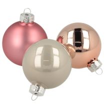 Artikel Julekugler glastrædekoration pink grå Ø50mm 24 stk