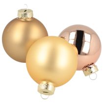 Artikel Julekugler guld og rose ægte glas Ø60mm 24 stk
