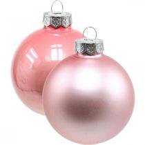 Julekugler glas Ø4cm pink, crememix H4,5cm 24p