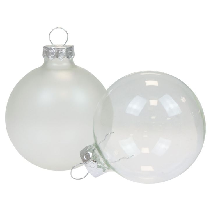 Julekugler glas klare uigennemsigtige juletræskugler Ø6cm 6stk