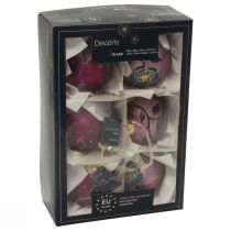 Artikel Julekugler glas lilla juletræskugler blomst Ø8cm 6stk