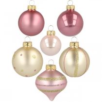 Artikel Julekugler glas pink gul assorteret Ø4,5-7cm 20 stk