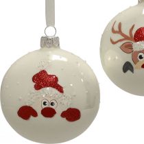 Julekugler glas hvid juletræskugler vinter Ø8cm 6stk