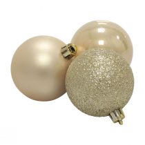 Artikel Julekugler plast champagne glitter mat Ø6cm 10 stk
