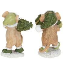 Artikel Juledekoration mus grøn brun H8cm 2 stk