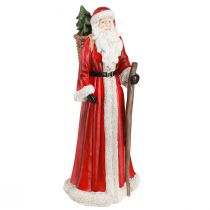 Artikel Julemandsfigur med kurv rød hvid grøn guld H36cm