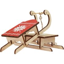 Artikel Juleslæde dekorativ slædetræ 16x6x5cm 3stk