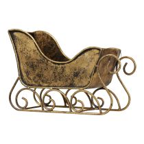 Juleslæde metal dekorativ kane guld 30×12×20cm
