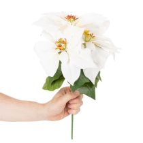 Artikel Kunstig julestjerne, hvid, storblomstret, dekorativ plante, 40 cm