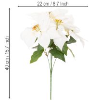 Artikel Kunstig julestjerne, hvid, storblomstret, dekorativ plante, 40 cm