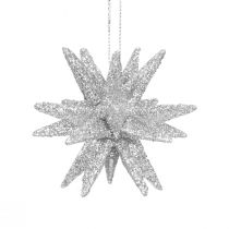 Artikel Julestjerner Julepynt sølvglimmer Ø7cm 6 stk