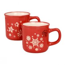 Julekopper kop rød keramik kop H9cm 2stk
