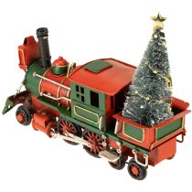 Artikel Juletog rødt metal dekorativt lokomotiv med juletræ 20 cm