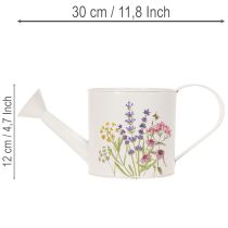 Artikel Hvid metalvandkande med blomstermotiv, 13,5 cm, dekorativ plantekasse