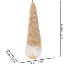 Artikel Dekorativ gnomefigur med skæg til ophængning, 17 cm, 6 stk.