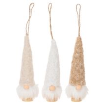 Artikel Dekorativ gnomefigur med skæg til ophængning, 17 cm, 6 stk.