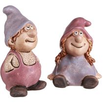 Artikel Gnome Spring Dreng Pige Par Lilla Pink H10/14cm 2 stk