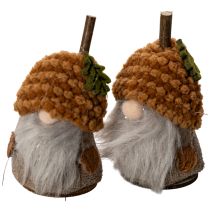 Artikel Gnome-figursæt med strikket hue og agern, 10 cm, 6 dele
