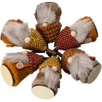 Artikel Gnome-figursæt med strikket hue og agern, 10 cm, 6 dele