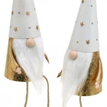 Artikel Nisse juledekorationsfigur hvid, guld Ø6,5cm H22cm 2 stk