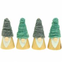 Artikel Juledekoration træfigur elve med uld hat 7cm 8stk