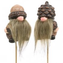 Gnome keramiske kegler og agern dekorative stik 8 / 8,5 cm 4 stk